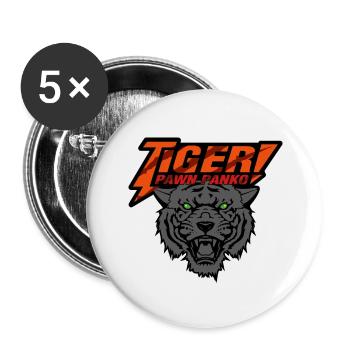 Tiger Pawn Panko orange - grau - Buttons groß 56 mm (5er Pack) - Weiß - Vorne