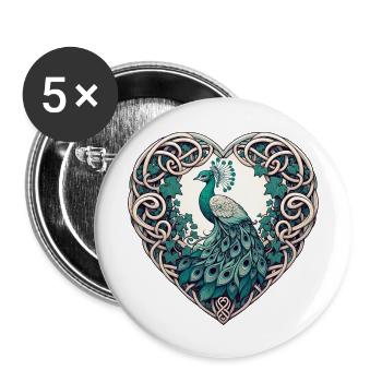 Peacock Lover - Buttons large 2.2''/56 mm (5-pack) - white - Front