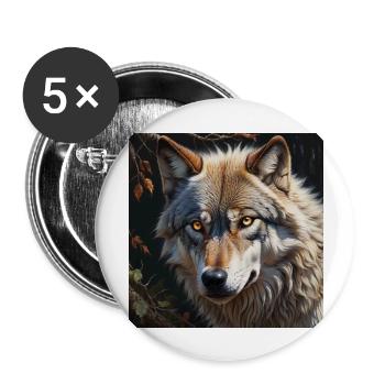 Wolf - Buttons groß 56 mm (5er Pack) - Weiß - Vorne