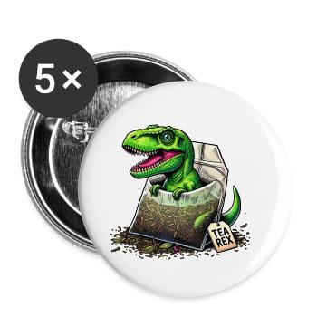 Tea rex T-rex dinosaur - Buttons large 2.2''/56 mm (5-pack) - white - Front