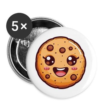 Dessin animé de biscuit mignon - Lot de 5 grands badges (56 mm) - blanc - Devant