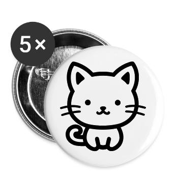 Katze - Buttons groß 56 mm (5er Pack) - Weiß - Vorne