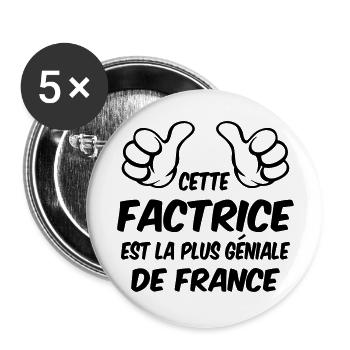 MEILLEURE FACTRICE - Lot de 5 grands badges (56 mm) - blanc - Devant