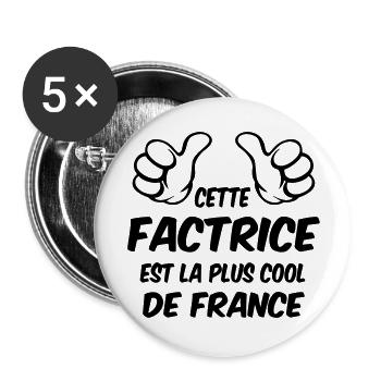 MEILLEURE FACTRICE - Lot de 5 grands badges (56 mm) - blanc - Devant