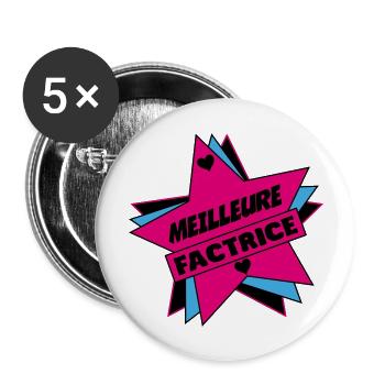 MEILLEURE FACTRICE - Lot de 5 grands badges (56 mm) - blanc - Devant