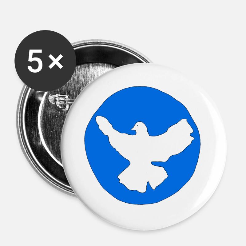 Friedenstaube - Buttons groß 56 mm (5er Pack) - Weiß
