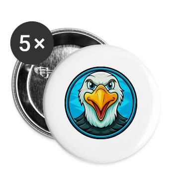 Albatross Colorful Kawaii Cartoon Character Animal - Buttons large 2.2''/56 mm (5-pack) - white - Front