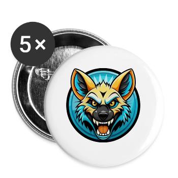 Aardwolf coloré Kawaii Dessin animé Personnage Clipart - Lot de 5 grands badges (56 mm) - blanc - Devant