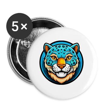 Amur Leopard Colorful Kawaii Cartoon Character Pet - Buttons large 2.2''/56 mm (5-pack) - white - Front