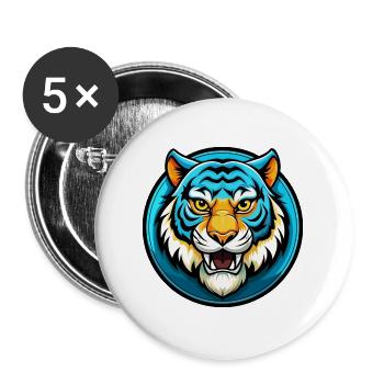 Tiger Colorful Kawaii Cartoon Character Clipart - Buttons large 2.2''/56 mm (5-pack) - white - Front