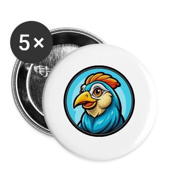 perdrix coloré Kawaii personnage de dessin animé Animal - Lot de 5 grands badges (56 mm) - blanc - Devant