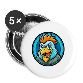Huhn Bunte Kawaii Cartoon Figur Clipart - Buttons groß 56 mm (5er Pack) - Weiß - Vorne