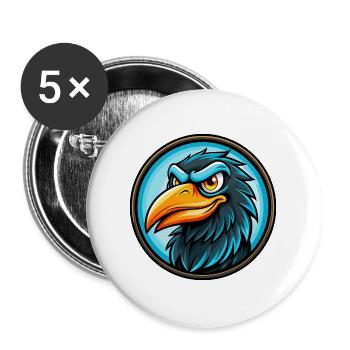 Krähe Bunt Kawaii Cartoon Figur Clipart Haustier - Buttons groß 56 mm (5er Pack) - Weiß - Vorne