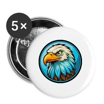 aigle coloré kawaii dessin animé personnage clipart - Lot de 5 grands badges (56 mm) - blanc - Devant