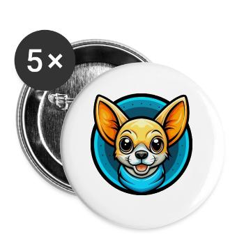 Chihuahua Hund Bunte Kawaii Zeichentrickfigur - Buttons groß 56 mm (5er Pack) - Weiß - Vorne