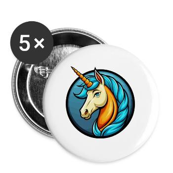 Einhorn Bunte Kawaii Cartoon Figur Clipart - Buttons groß 56 mm (5er Pack) - Weiß - Vorne