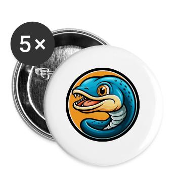 Eel Colorful Kawaii Cartoon Character Clipart Pet - Buttons large 2.2''/56 mm (5-pack) - white - Front