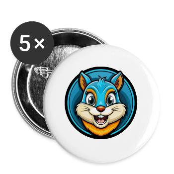 Eichhörnchen Bunte Kawaii Cartoon Figur Clipart - Buttons groß 56 mm (5er Pack) - Weiß - Vorne