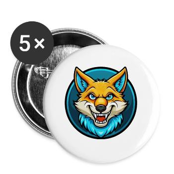 Coyote Colorful Kawaii Cartoon Character Clipart - Buttons large 2.2''/56 mm (5-pack) - white - Front