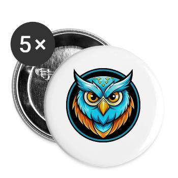 Owl Colorful Kawaii Cartoon Character Clipart Pet - Buttons large 2.2''/56 mm (5-pack) - white - Front