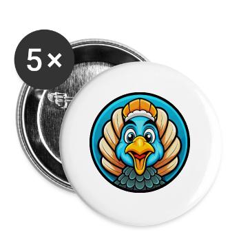 Turkey Colorful Kawaii Cartoon Character Clipart - Buttons large 2.2''/56 mm (5-pack) - white - Front