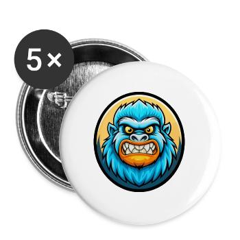Yeti Colorful Kawaii Cartoon Character Clipart Pet - Buttons large 2.2''/56 mm (5-pack) - white - Front