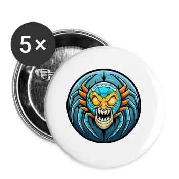 araignée coloré Kawaii personnage de dessin animé Clipart - Lot de 5 grands badges (56 mm) - blanc - Devant