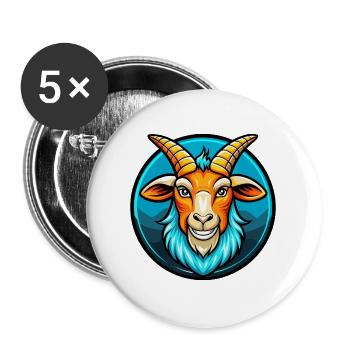 Chèvre Coloré Kawaii Dessin Animé Personnage Clipart Animal de compagnie - Lot de 5 grands badges (56 mm) - blanc - Devant