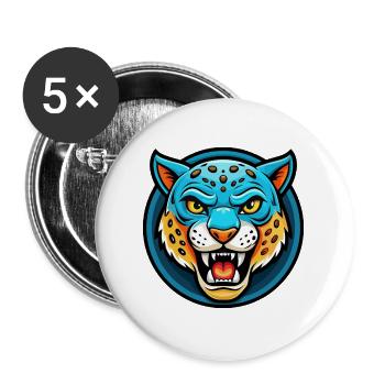Jaguar Bunte Kawaii Cartoon Figur Clipart - Buttons groß 56 mm (5er Pack) - Weiß - Vorne