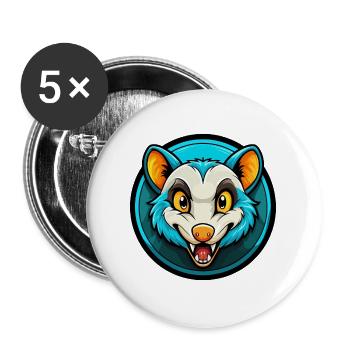 Possum Bunte Kawaii Cartoon Figur Clipart - Buttons groß 56 mm (5er Pack) - Weiß - Vorne