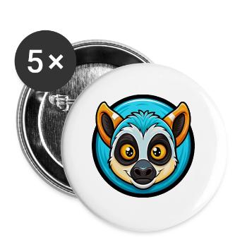 Lemur Colorful Kawaii Cartoon Character Clipart - Buttons large 2.2''/56 mm (5-pack) - white - Front