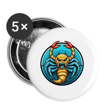 Skorpion Bunte Kawaii Cartoon Figur Clipart - Buttons groß 56 mm (5er Pack) - Weiß - Vorne