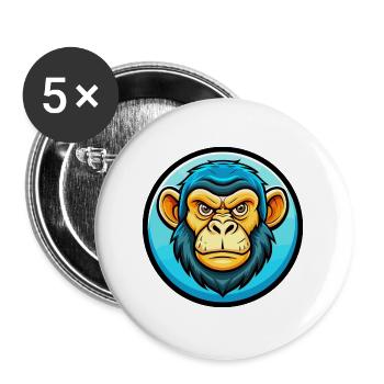 Monkey Colorful Kawaii Cartoon Character Clipart - Buttons large 2.2''/56 mm (5-pack) - white - Front