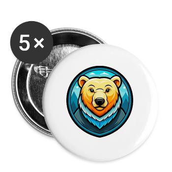 ours polaire coloré kawaii dessin animé personnage animal de compagnie - Lot de 5 grands badges (56 mm) - blanc - Devant