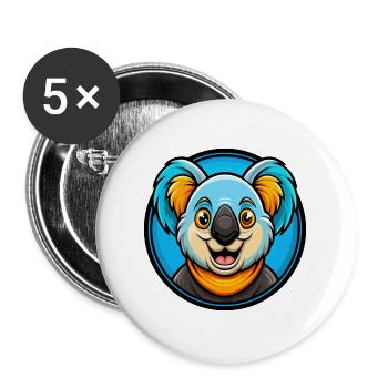 Koala Bunte Kawaii Cartoon Figur Clipart - Buttons groß 56 mm (5er Pack) - Weiß - Vorne
