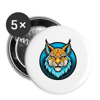 Lynx Colorful Kawaii Cartoon Character Clipart Pet - Buttons large 2.2''/56 mm (5-pack) - white - Front
