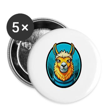 Llama Colorful Kawaii Cartoon Character Clipart - Buttons large 2.2''/56 mm (5-pack) - white - Front