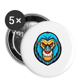 Mandrill Colorful Kawaii Cartoon Character Clipart - Buttons large 2.2''/56 mm (5-pack) - white - Front