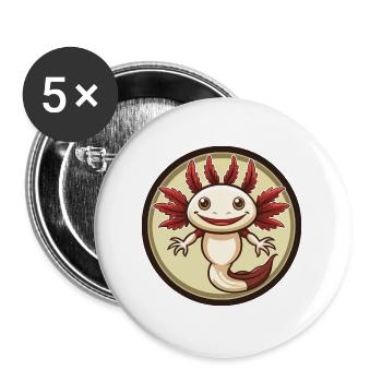 axolotl coloré Kawaii Dessin animé Personnage Clipart - Lot de 5 grands badges (56 mm) - blanc - Devant