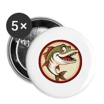 Barracuda Coloré Kawaii Dessin Animé Personnage Animal de compagnie - Lot de 5 grands badges (56 mm) - blanc - Devant