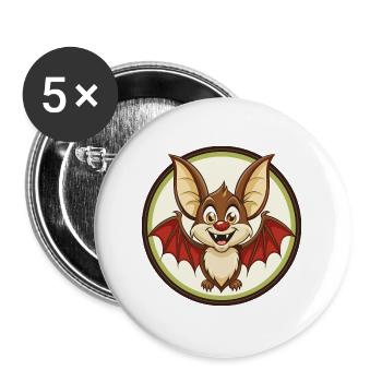 Fledermaus Bunt Kawaii Cartoon Figur Clipart Haustier - Buttons groß 56 mm (5er Pack) - Weiß - Vorne