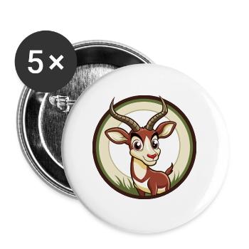 Antilope Bunte Kawaii Cartoon Figur Clipart - Buttons groß 56 mm (5er Pack) - Weiß - Vorne