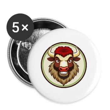 Bison coloré Kawaii Dessin animé Personnage Clipart - Lot de 5 grands badges (56 mm) - blanc - Devant