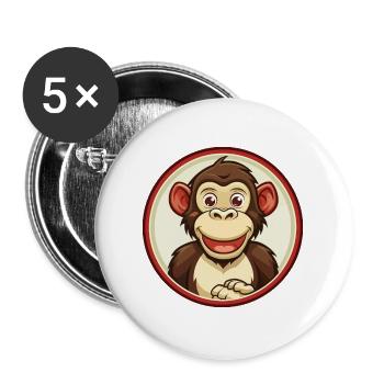 Bonobo Colorful Kawaii Cartoon Character Clipart - Buttons large 2.2''/56 mm (5-pack) - white - Front