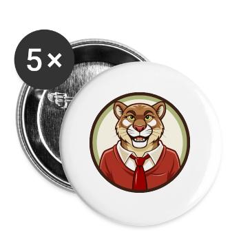 Cougar Colorful Kawaii Cartoon Character Clipart - Buttons large 2.2''/56 mm (5-pack) - white - Front
