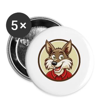 Coyote Colorful Kawaii Cartoon Character Clipart - Buttons large 2.2''/56 mm (5-pack) - white - Front
