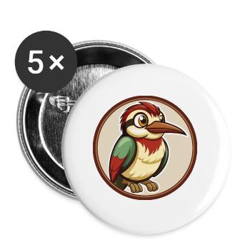 Bee Eater Colorful Kawaii Cartoon Character Pet - Buttons large 2.2''/56 mm (5-pack) - white - Front