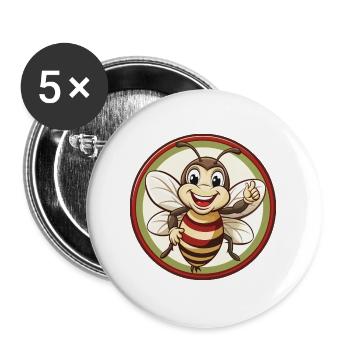 Bee Colorful Kawaii Cartoon Character Clipart Pet - Buttons large 2.2''/56 mm (5-pack) - white - Front