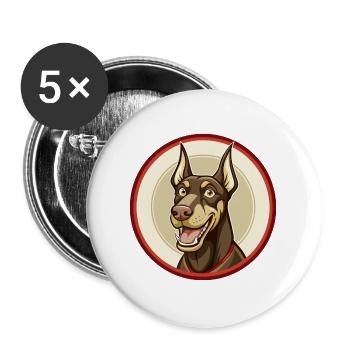Dobermann Dog Colorful Kawaii Cartoon Clipart Pet - Buttons large 2.2''/56 mm (5-pack) - white - Front