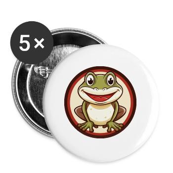 Frog Colorful Kawaii Cartoon Character Clipart Pet - Buttons large 2.2''/56 mm (5-pack) - white - Front